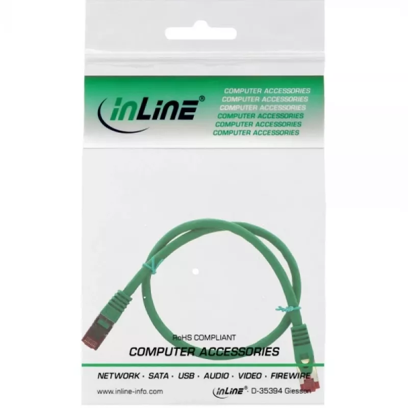 InLine patchkabel S/FTP PiMF Cat.6 250MHz koper halogeenvrij groen 0,3 m