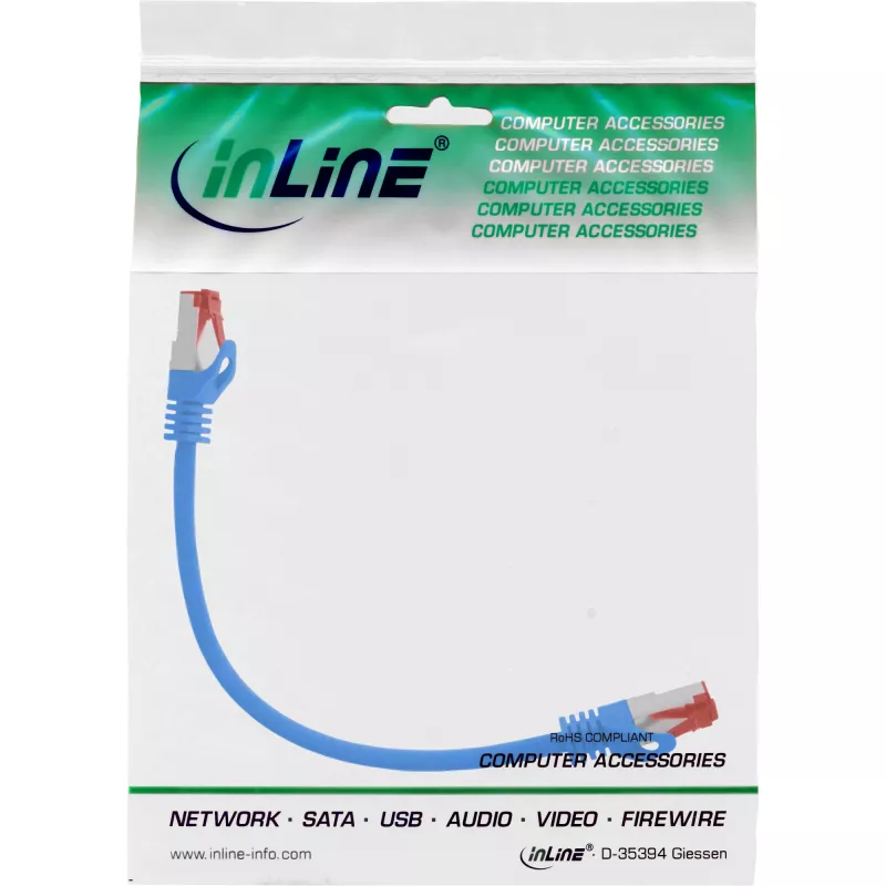 InLine patchkabel S/FTP PiMF Cat.6 250MHz koper halogeenvrij blauw 0,3 m