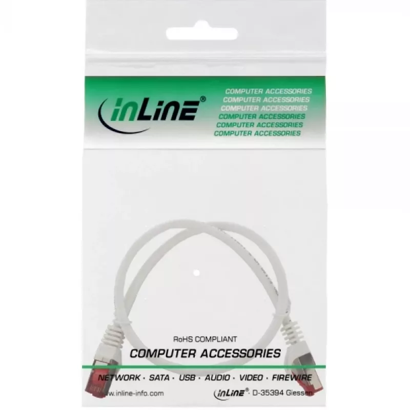 InLine patchkabel S/FTP PiMF Cat.6 250MHz koper halogeenvrij wit 0,3 m