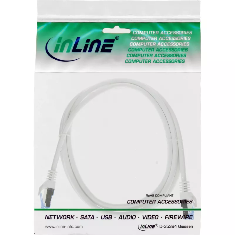 InLine patchkabel, Cat.6A, S/FTP, TPE flexibel, wit, 1,5m