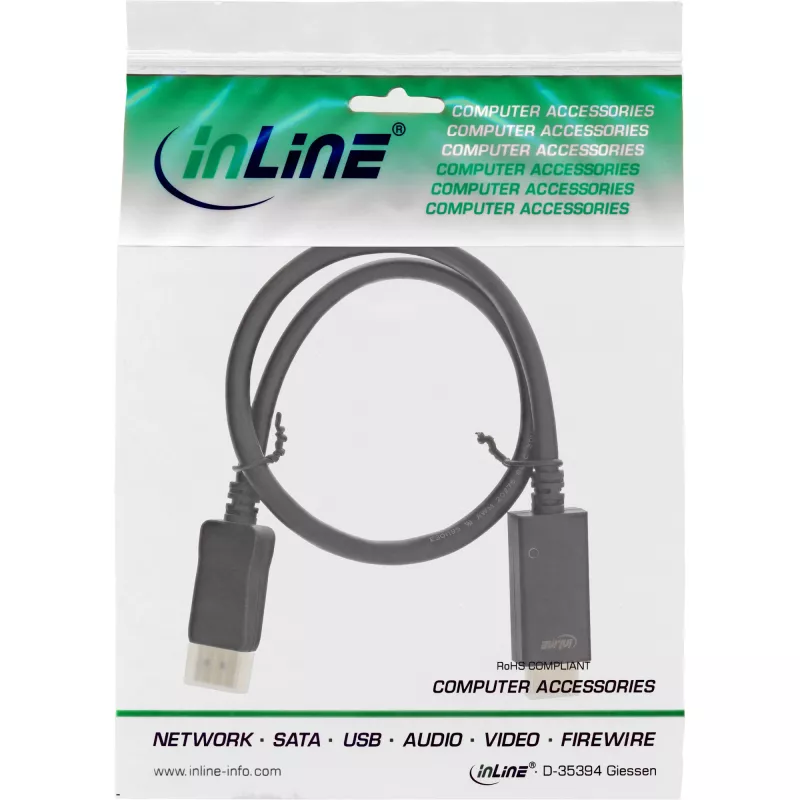 DisplayPort-naar-HDMI-converterkabel InLine 17187I 4K/60Hz zwart 0,3 m