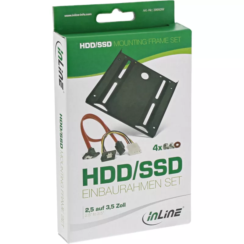 InLine HDD/SSD-montageframe-SET met SATA- en stroomkabel, haaks, incl. schroeven