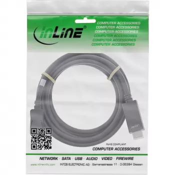 InLine DisplayPort-naar-HDMI-converterkabel, 4K/60Hz, zwart, 1,5 m