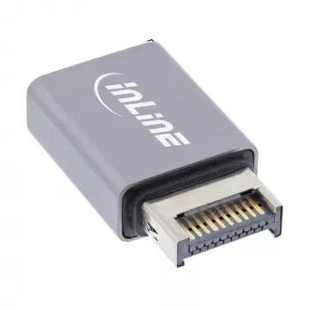 InLine USB 3.2-adapter, interne USB-E frontpaneelstekker naar USB-C bus