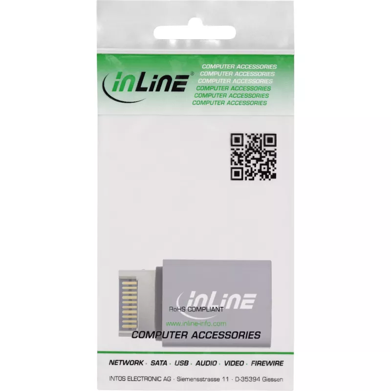 InLine USB 3.2-adapter, interne USB-E frontpaneelstekker naar USB-C bus