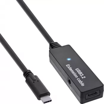 InLine USB 3.2 Gen.1 actieve verlengkabel, USB-C stekker naar USB-C bus, 5m