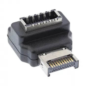 InLine USB 3.2-adapter intern, frontpaneel USB-E stekker naar USB-E bus 90°