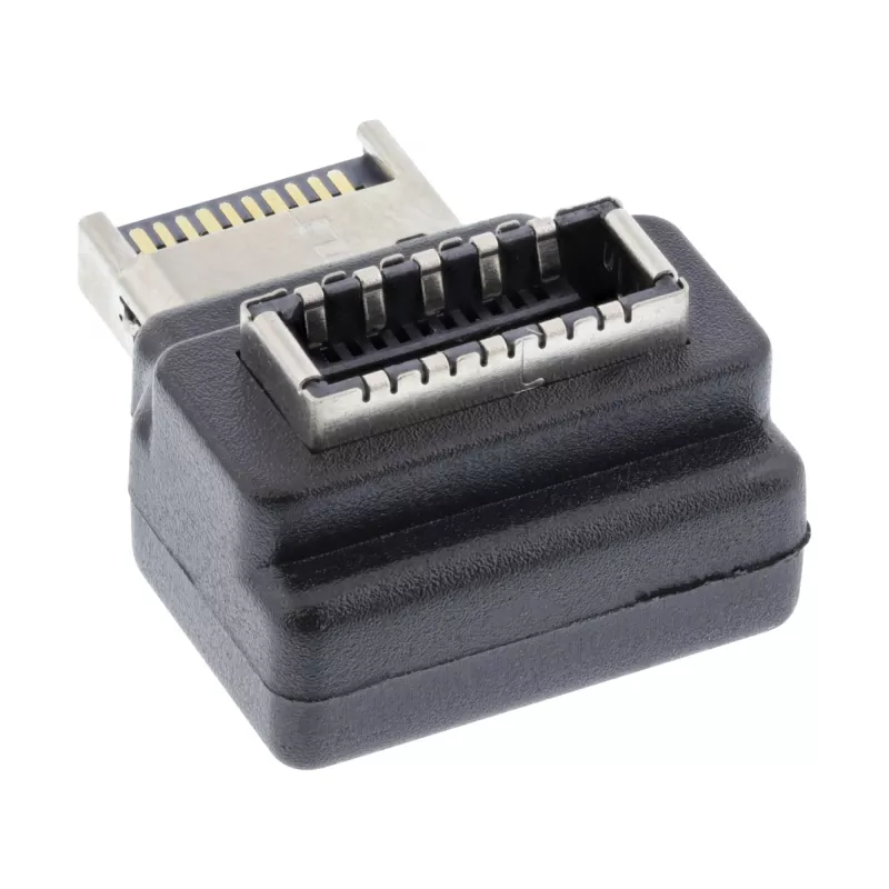 InLine USB 3.2-adapter intern, frontpaneel USB-E stekker naar USB-E bus 90°
