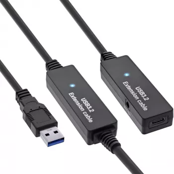 InLine USB 3.2 Gen.1 actieve verlengkabel, USB-A stekker naar USB-C bus, 10 m