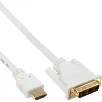 InLine HDMI naar DVI-kabel stekker / 18+1 stekker wit goud 5m