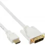 InLine HDMI naar DVI-kabel stekker / 18+1 stekker wit goud 5m