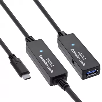 InLine USB 3.2 Gen.1 actieve verlengkabel, USB-C stekker naar USB-A bus, 10 m