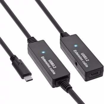InLine USB 3.2 Gen.1 actieve verlengkabel, USB-C stekker naar USB-C bus, 15 m