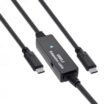 InLine USB 3.2 Gen.1 actieve kabel, USB-C stekker naar USB-C stekker, 10m