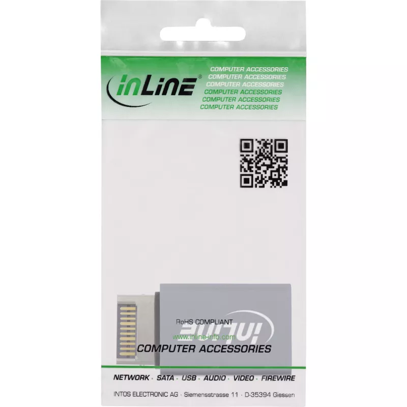 InLine USB 3.2-adapter, interne USB-E frontpaneelstekker naar USB-A bus