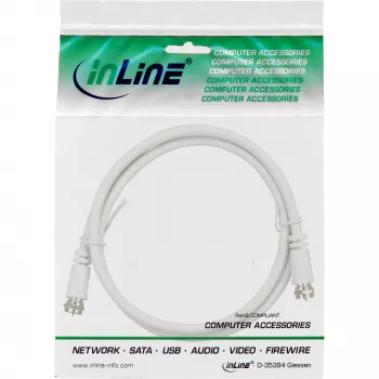 InLine SAT-kabel 2-voudig afgeschermd ultra-low-loss 2x F-stekker >75 dB wit 0,5 m