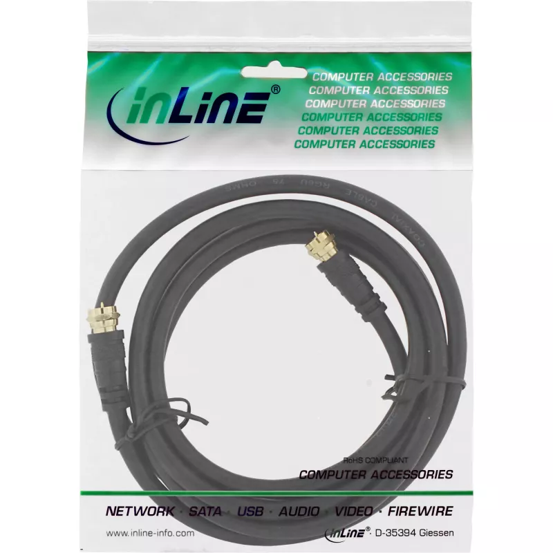 SAT-kabel Premium InLine 69310P 10m 2-voudig afgeschermd 2x F-stekker zwart