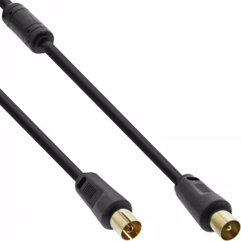 InLine antennekabel 2x afgeschermd >85dB zwart 2m