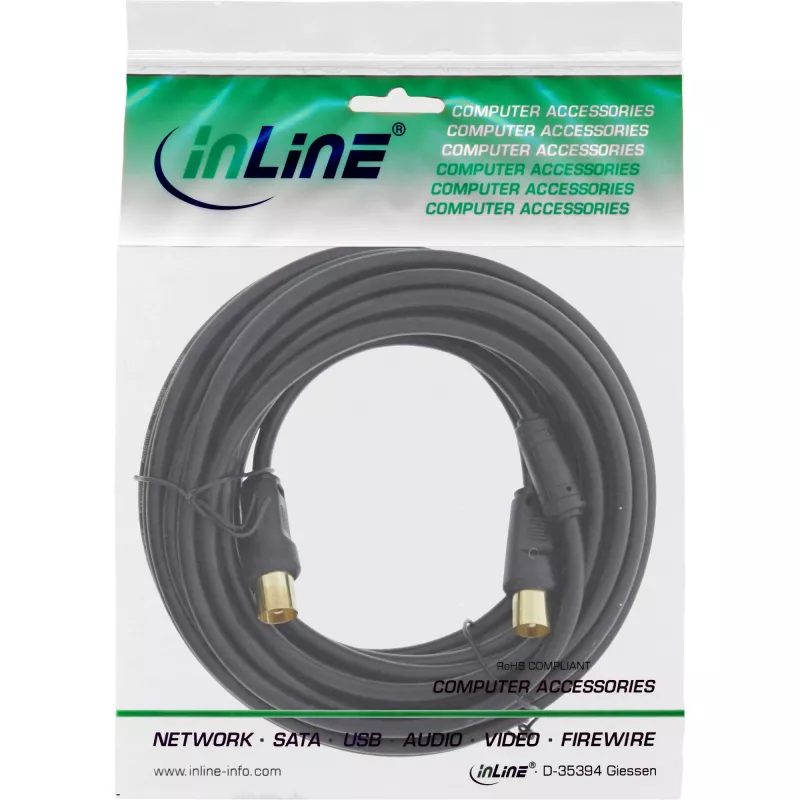 InLine antennekabel 2-voudig afgeschermd >85 dB zwart 1 m
