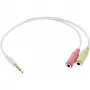 InLine audio-headset-adapterkabel 3,5 mm stekker 4-polig / 2x 3,5 mm wit 0,15 m