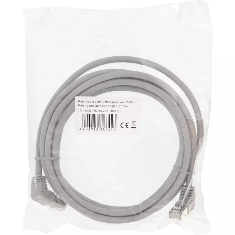 InLine patchkabel hoog/laag afgewinkeld S/FTP (PiMf) Cat.6 PVC koper grijs 2,67m