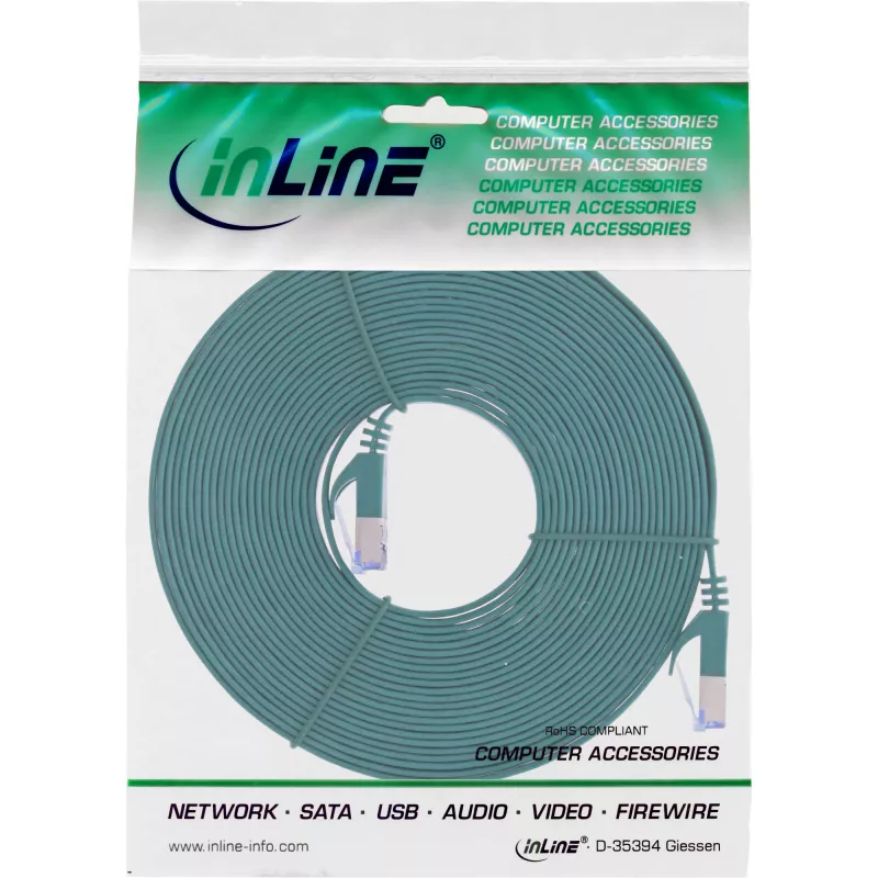 InLine platte patchkabel U/FTP Cat.6A groen 5m 5 m Cat6a U/FTP (STP) RJ-45 RJ-45 groen