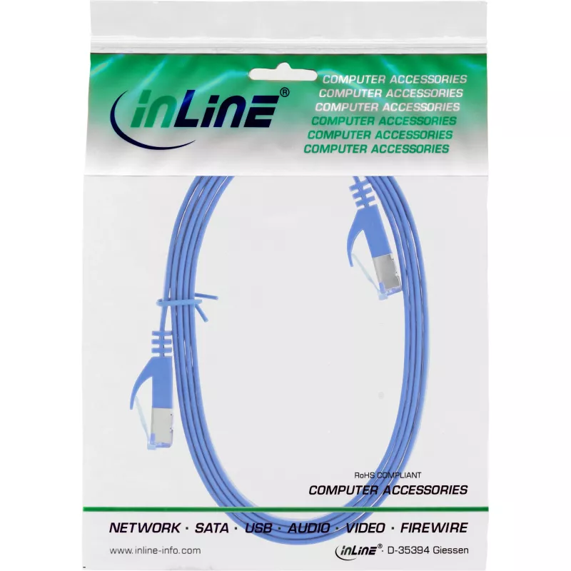 InLine platte patchkabel U/FTP Cat.6A blauw 2m