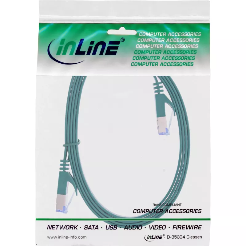 InLine platte patchkabel U/FTP Cat.6A groen 0,5 m