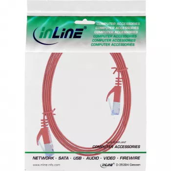 InLine platte patchkabel, U/FTP, Cat.6A, rood, 2m
