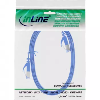 InLine platte patchkabel, U/FTP, Cat.6A, blauw, 0,5m