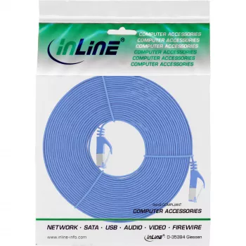 InLine platte patchkabel, U/FTP, Cat.6A, blauw, 5m