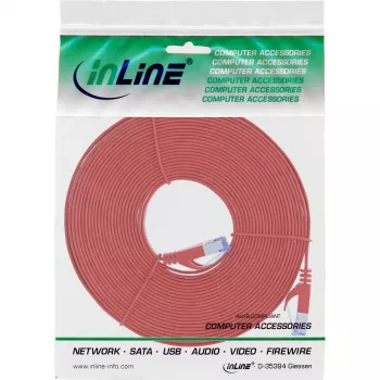 InLine platte patchkabel, U/FTP, Cat.6A, rood, 7 m