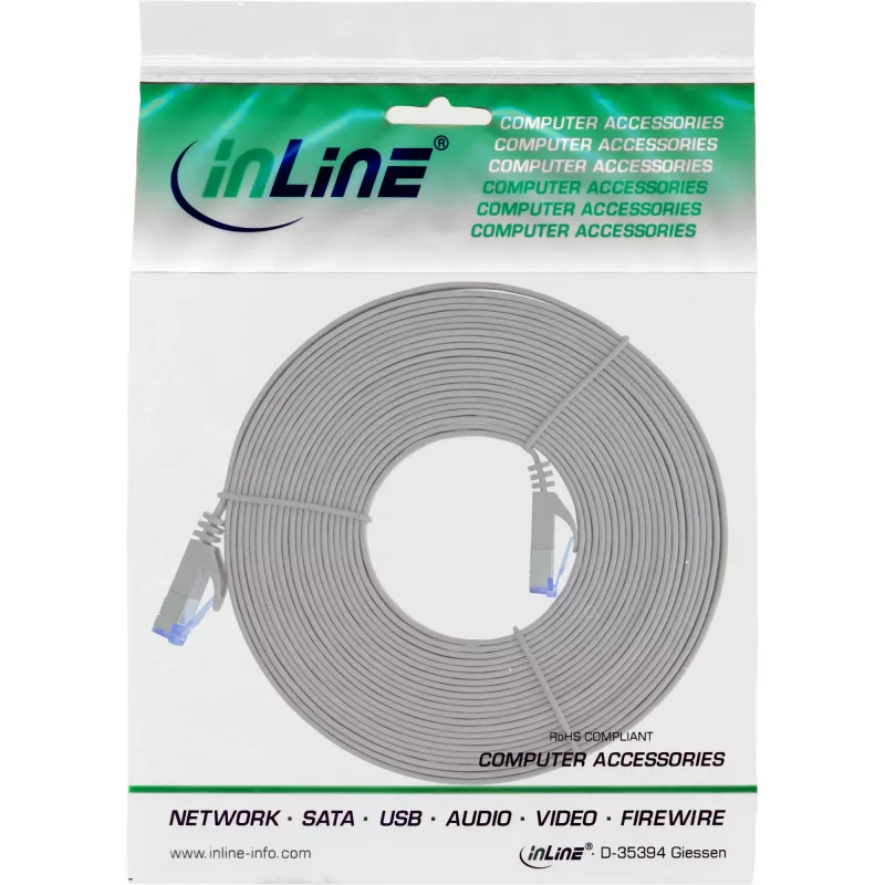 InLine platte patchkabel, U/FTP, Cat.6A, grijs, 7m