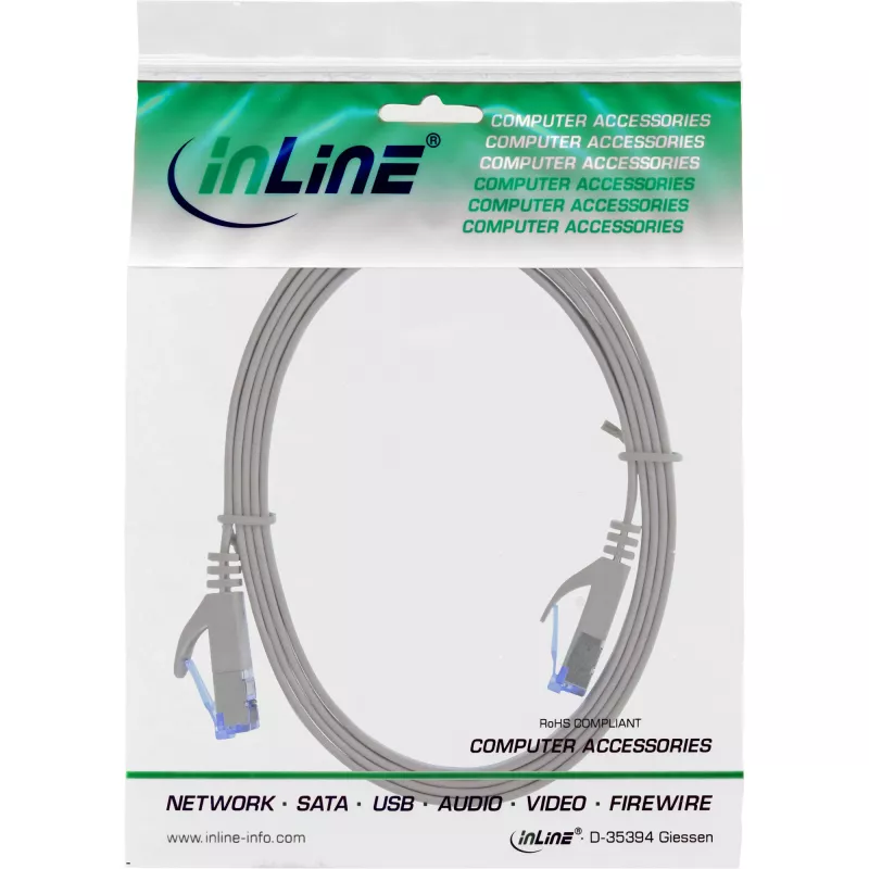 InLine platte patchkabel, U/FTP, Cat.6A, grijs, 2m