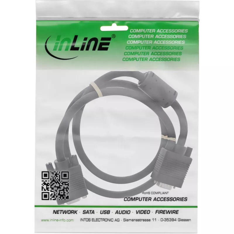 InLine S-VGA-verlengkabel 15HD stekker / bus zwart 0,5m
