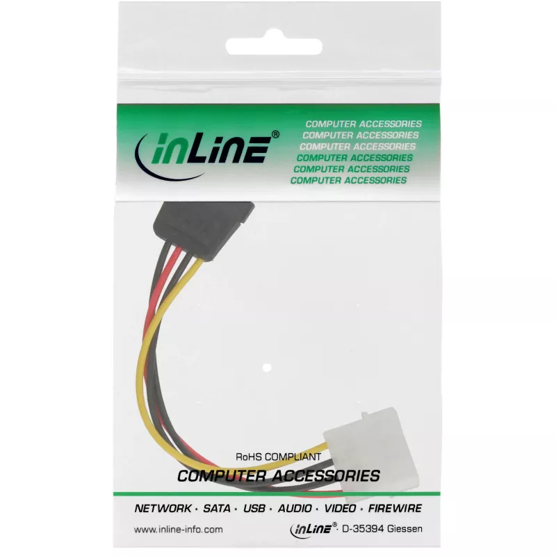 InLine SATA-stroomkabel 1x 5,25 inch / SATA 0,15m