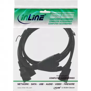 InLine Power Y-kabel contactstop 1x IEC-C14 naar 2x IEC-C13 1,8 m