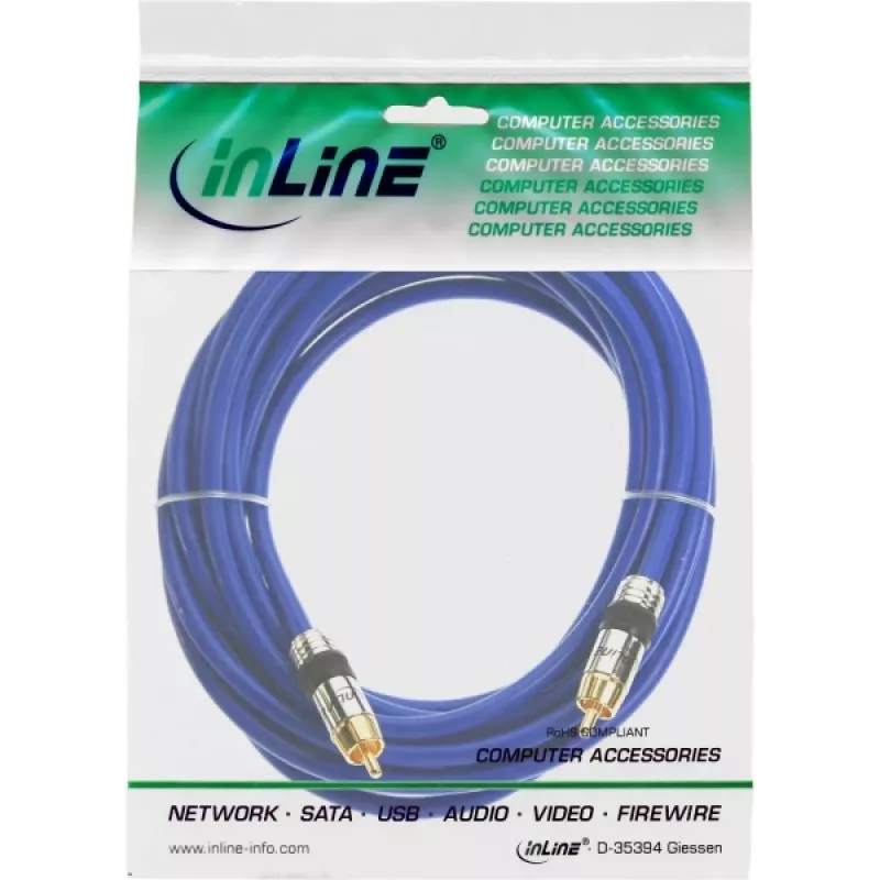 InLine Premium RCA-audiokabel 1x RCA stekker / stekker verguld 3m
