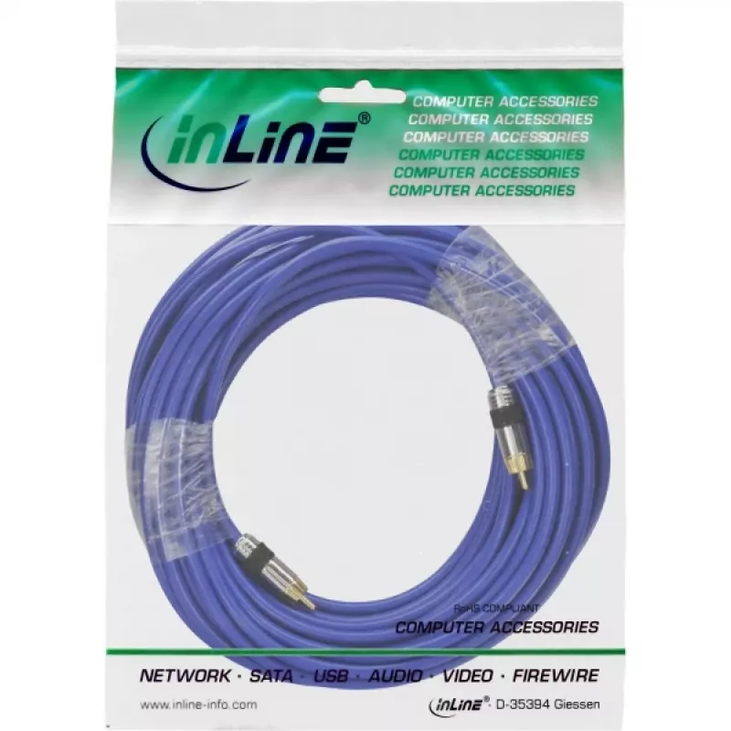 InLine Premium RCA-audiokabel 1x RCA stekker / stekker verguld 15m