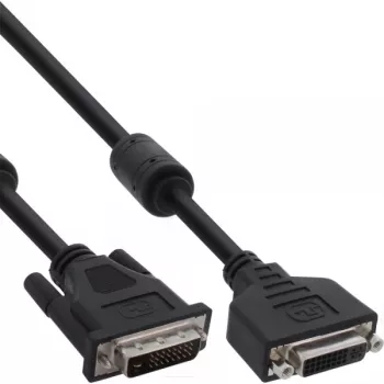 InLine DVI-D-kabel 24+1 M/F, Dual Link, 2 ferrietkernen, 2 m