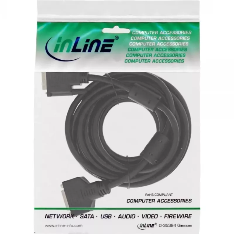 InLine DVI-D-kabel 24+1 M/F, Dual Link, 2 ferrietkernen, 2 m