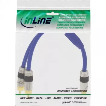 InLine RCA Y-kabel Premium 1x RCA female / 2x RCA male goud gecoat 0,25m