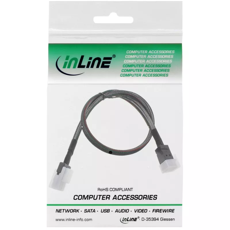 InLine Mini SAS HD-kabel SFF-8643 naar SFF-8087 met sideband 1m