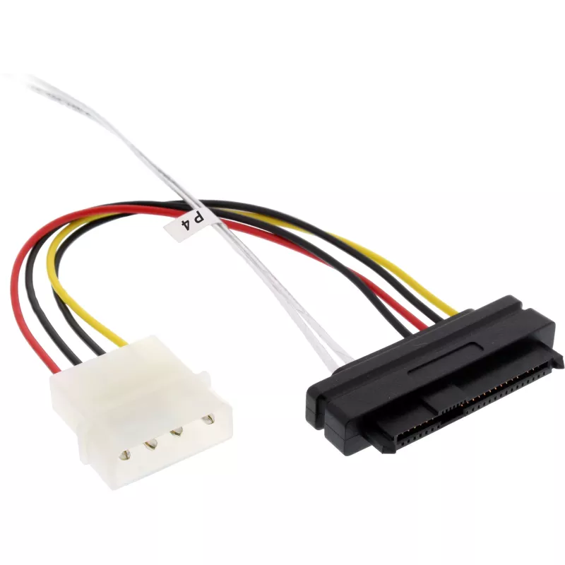 InLine Mini SAS HD-kabel, SFF-8643 haaks naar 4x SFF-8482 + stroom, 0,5 m