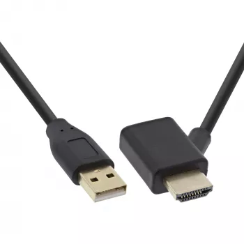 InLine HDMI-adapter M/M met USB-A power-injector 0,5 m