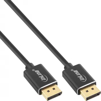 InLine DisplayPort 1.4-kabel slank, 8K4K, zwart, vergulde contacten, 1 m