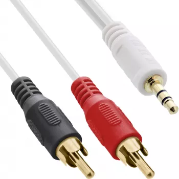 InLine 2x RCA-kabel stekker / 3,5-mm-stekker wit/goud 7,5 m
