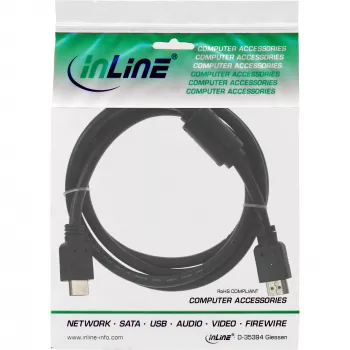InLine HDMI-kabel High Speed stekker + ferriet zwart 1m