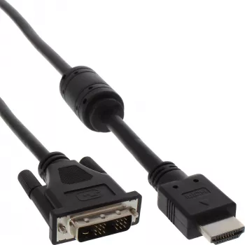 InLine HDMI-DVI-kabel 19-pins stekker / 18+1 stekker + ferrietkern zwart 1m