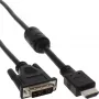 InLine HDMI-DVI-kabel 19-pins stekker / 18+1 stekker + ferrietkern zwart 1m